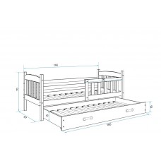 Bērnu divguļamā gulta KUBUS 80x160 priede/zils