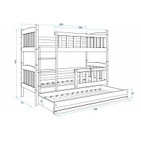 Gulta KUBUS 90x200, grafīts/balts