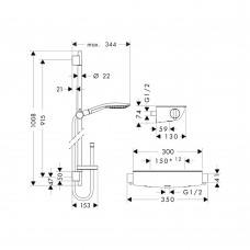 Dušas Komplekts Ar Termostatu Raindance Select 150 Combi90cm