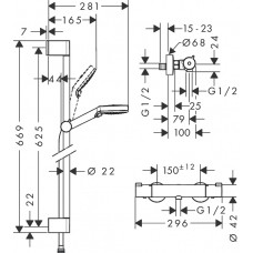 Dušas Komplekts Ar Termostatu Crometta Vario/Ecostat 1001 Cl65cm