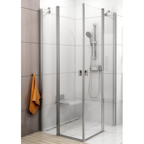 Dušas Durvis Stūrim Crv2,100cm,Satīns/Caurspīdīgs Stikls