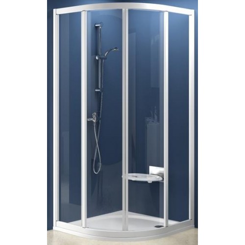 Dušas Stūris Skcp4,80cmx80cm,Balts/Caurspīdīgs Stikls