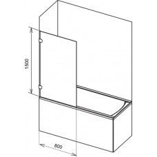 Vannas Siena Bvs1,80cm,Hroms/Caurspīdīgs Stikls
