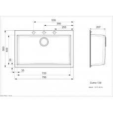 Virtuves Izlietne Como 130,50cmx79cm